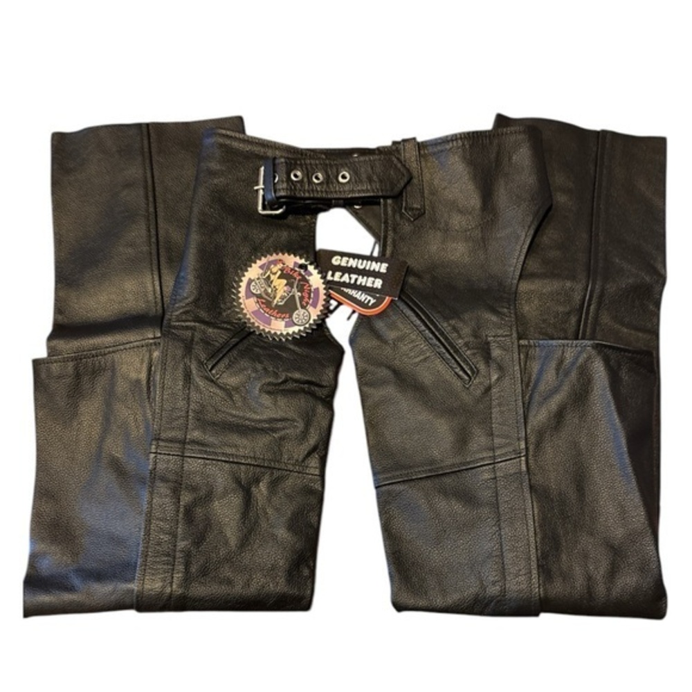 Bike Night Leather “A Daniel Smart Co.” Unisex  Double Deep Pocket Chaps - M